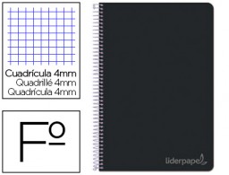 Cuaderno espiral Liderpapel Witty Folio tapa dura 80h 75g c/4mm. color negro